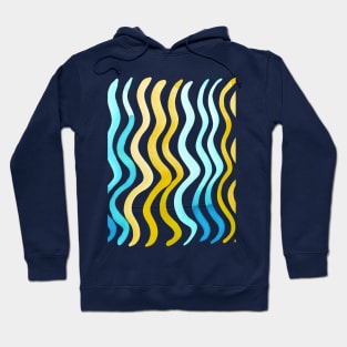 Wavy lines - yellow and aqua Hoodie